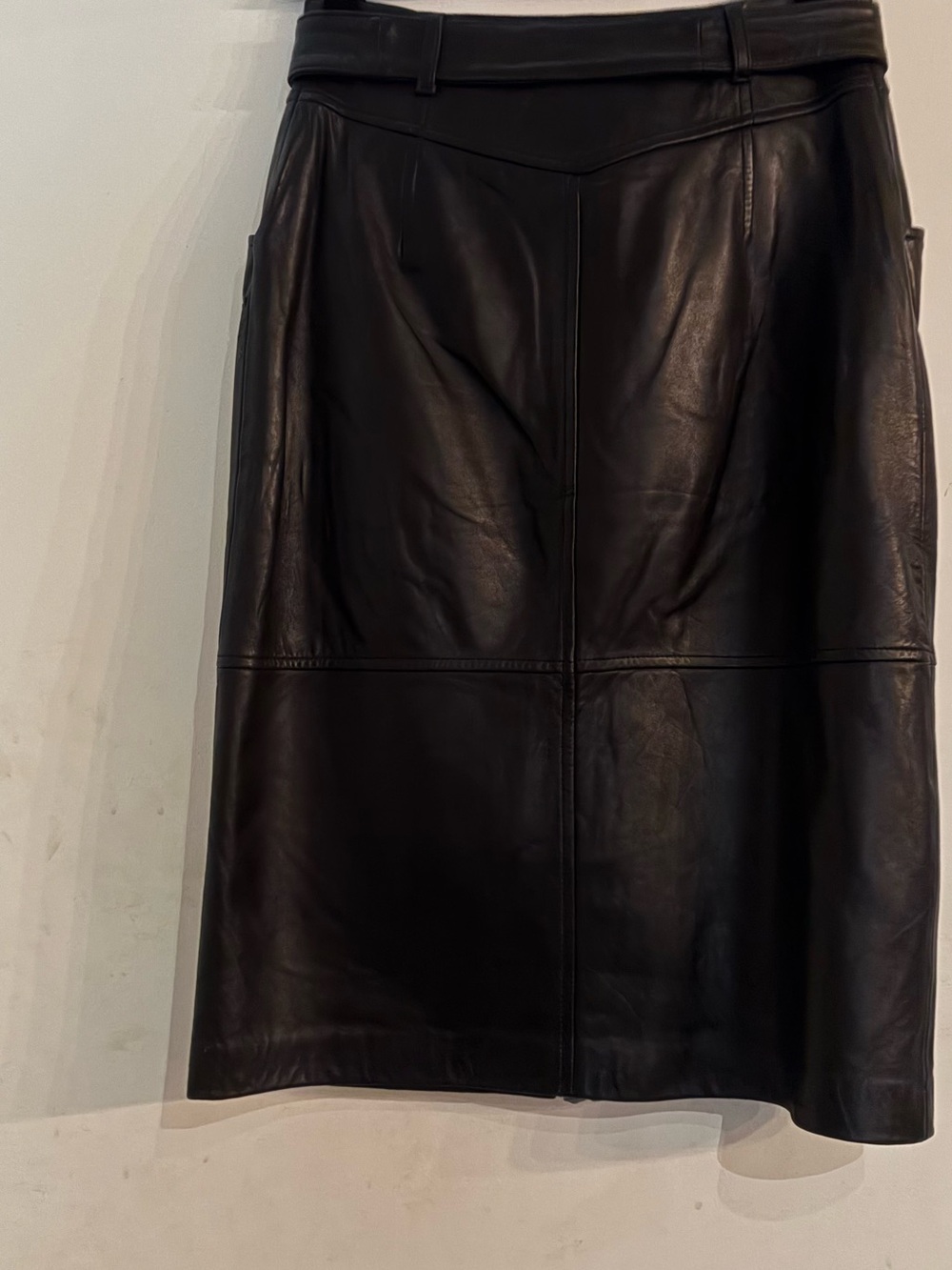 Mackage Leather Zip-Front Pencil Skirt with Belt - Picture 2 of 3